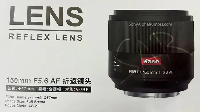 Kase 150mm f/5.6 AF Reflex Lens Leaked: Compact Sony E-Mount Telephoto with Autofocus
